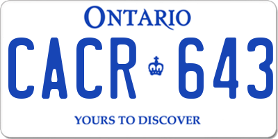 ON license plate CACR643