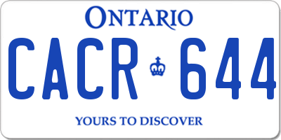 ON license plate CACR644