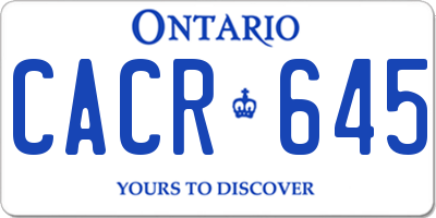 ON license plate CACR645