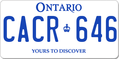 ON license plate CACR646