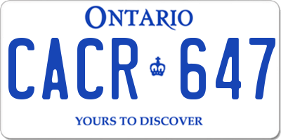 ON license plate CACR647