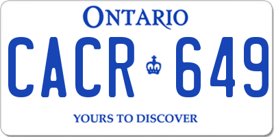 ON license plate CACR649