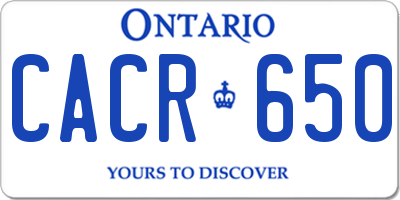 ON license plate CACR650