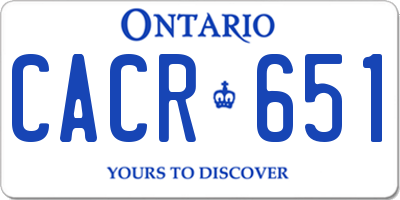 ON license plate CACR651