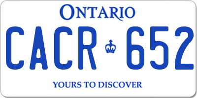 ON license plate CACR652