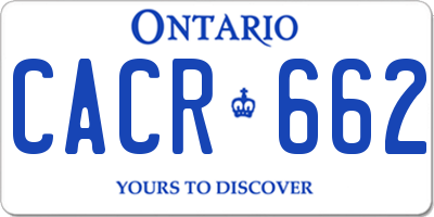 ON license plate CACR662