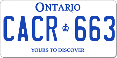 ON license plate CACR663