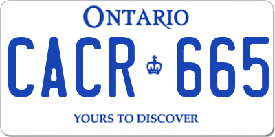 ON license plate CACR665