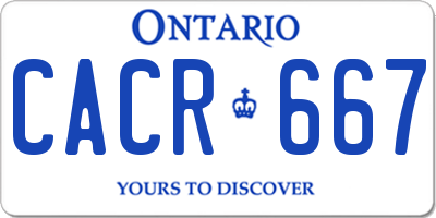 ON license plate CACR667