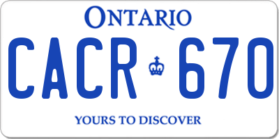 ON license plate CACR670