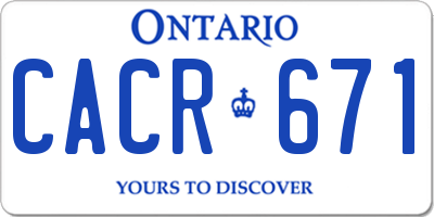 ON license plate CACR671