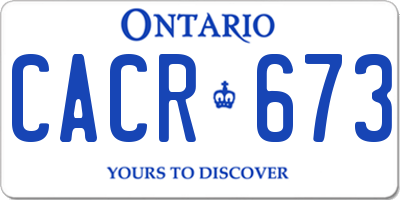 ON license plate CACR673