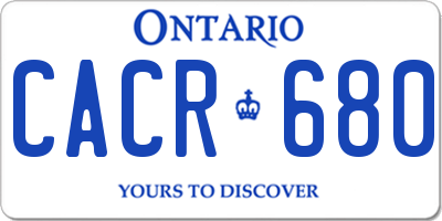 ON license plate CACR680