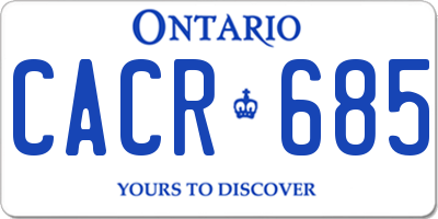 ON license plate CACR685