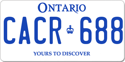 ON license plate CACR688