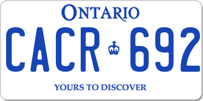 ON license plate CACR692