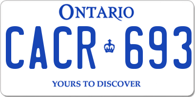 ON license plate CACR693