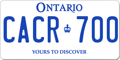 ON license plate CACR700