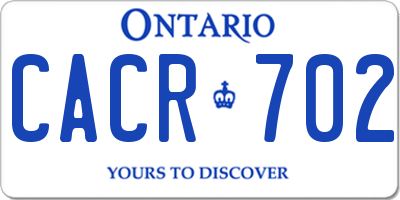 ON license plate CACR702