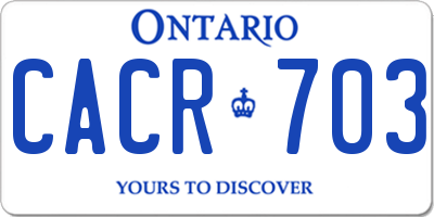 ON license plate CACR703