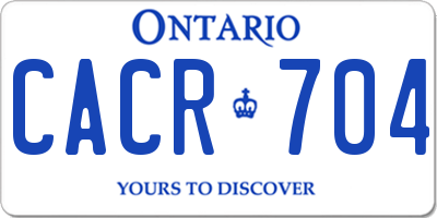 ON license plate CACR704