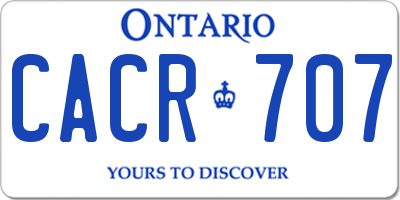 ON license plate CACR707