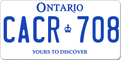 ON license plate CACR708