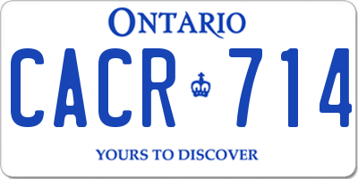 ON license plate CACR714