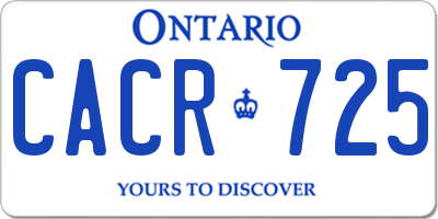 ON license plate CACR725