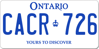 ON license plate CACR726