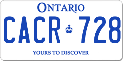 ON license plate CACR728