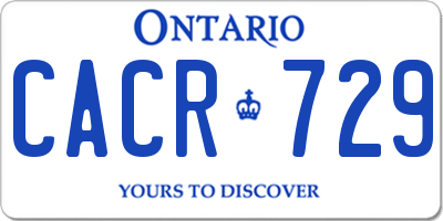 ON license plate CACR729