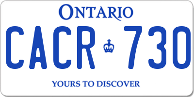 ON license plate CACR730