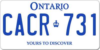 ON license plate CACR731