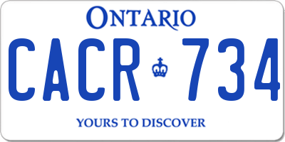 ON license plate CACR734