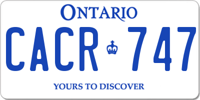 ON license plate CACR747