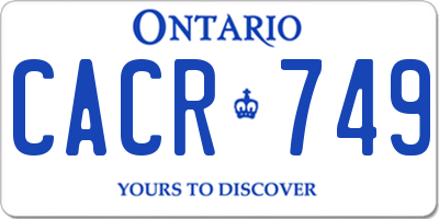 ON license plate CACR749