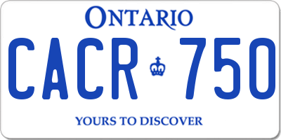 ON license plate CACR750