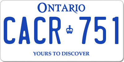 ON license plate CACR751