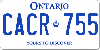 ON license plate CACR755