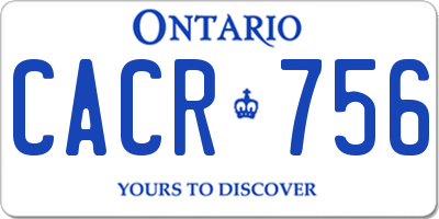 ON license plate CACR756