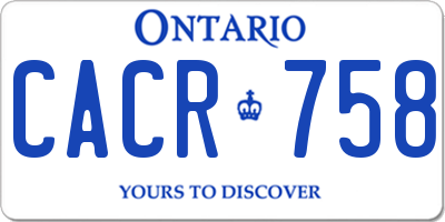 ON license plate CACR758