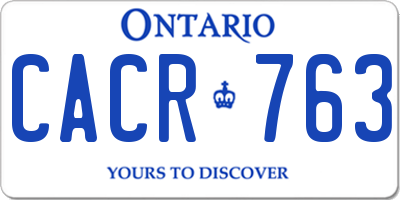 ON license plate CACR763