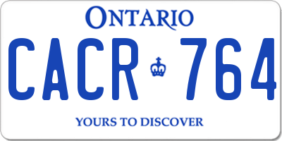 ON license plate CACR764