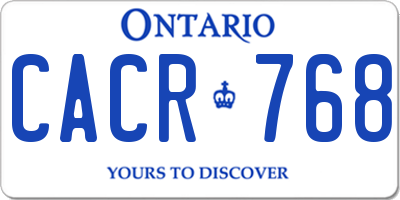 ON license plate CACR768