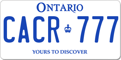 ON license plate CACR777