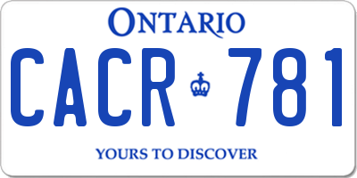 ON license plate CACR781