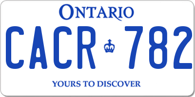 ON license plate CACR782