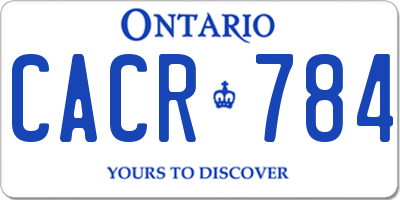 ON license plate CACR784