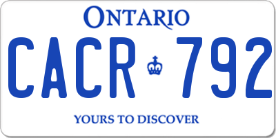 ON license plate CACR792